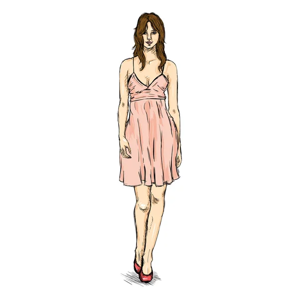 ドレスの女性モデル — ストックベクタ