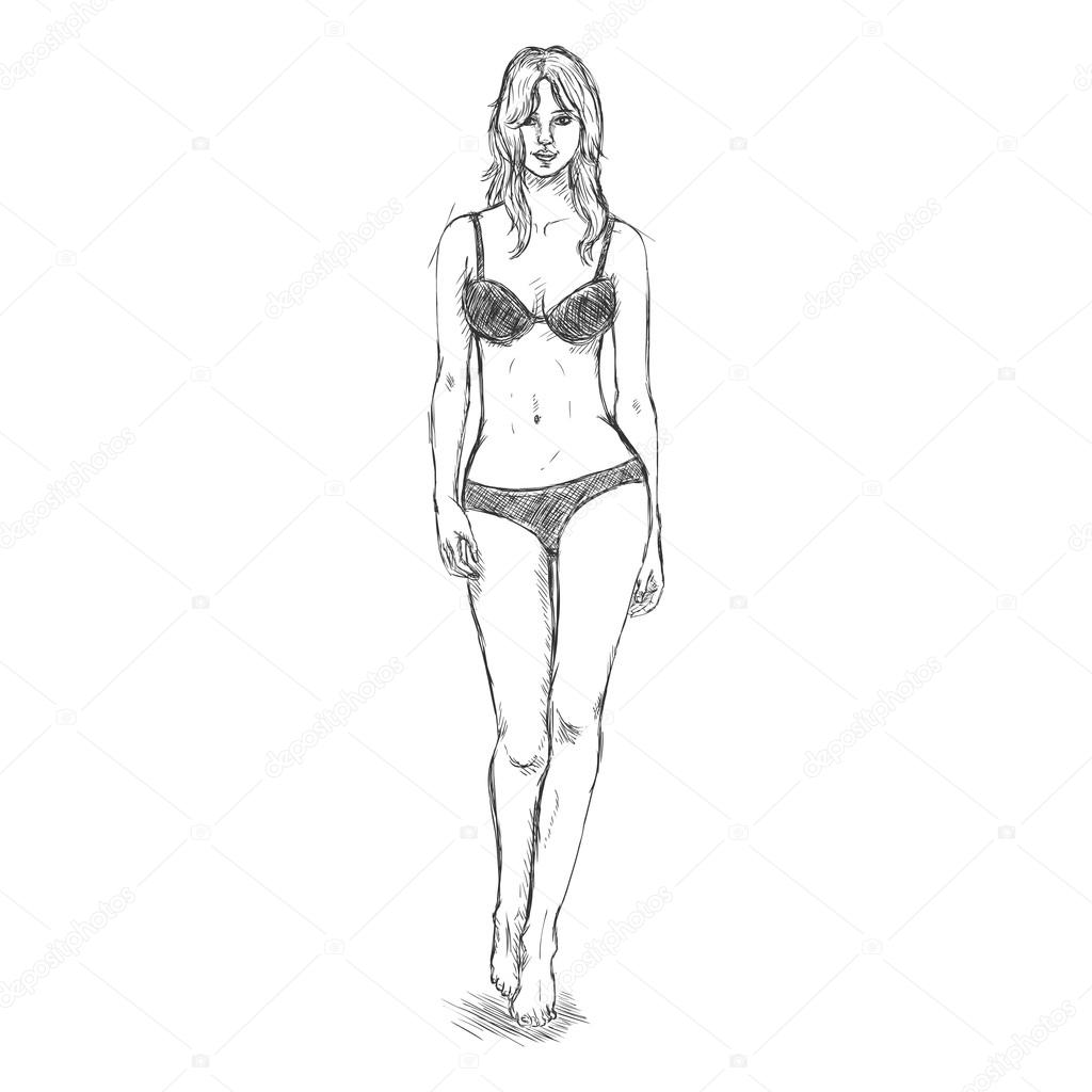 Woman model in underwar female figure human body Vector Image