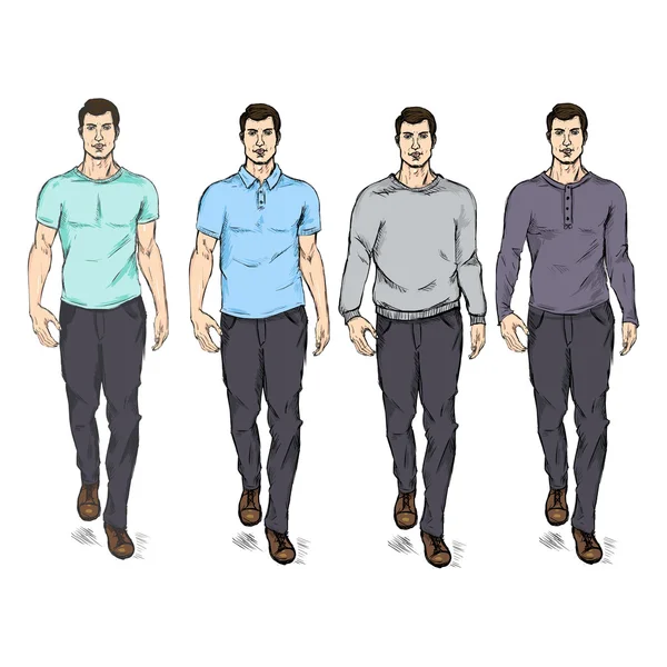 Moda Masculino Modelos — Vetor de Stock