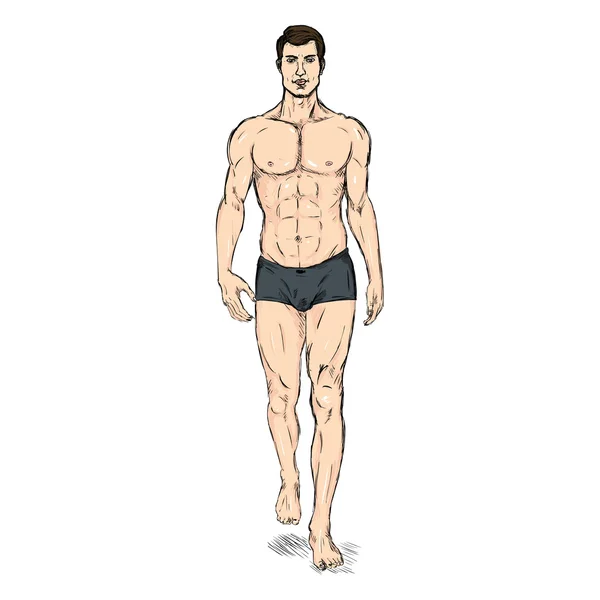 Mužský modelka ve spodním prádle — Stockový vektor