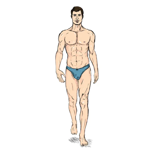 Mužský modelka ve spodním prádle — Stockový vektor