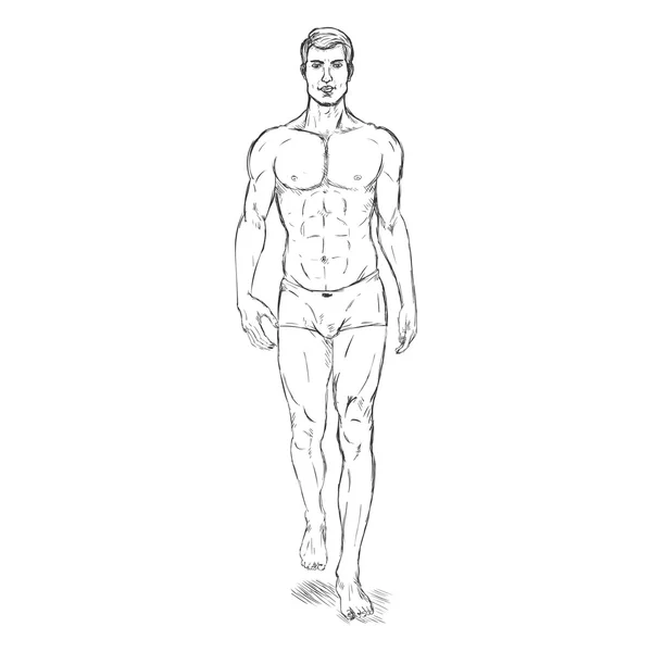 Modelo masculino de moda en ropa interior — Vector de stock