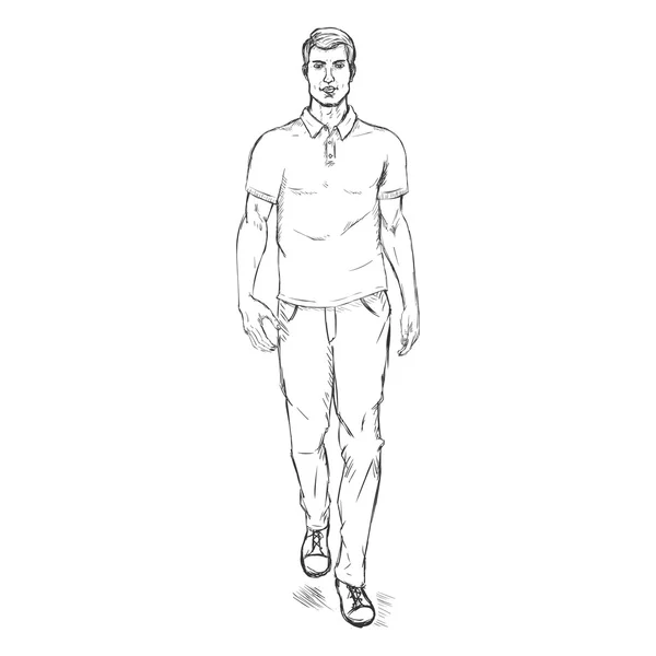 Model in broeken en Polo Shirt — Stockvector