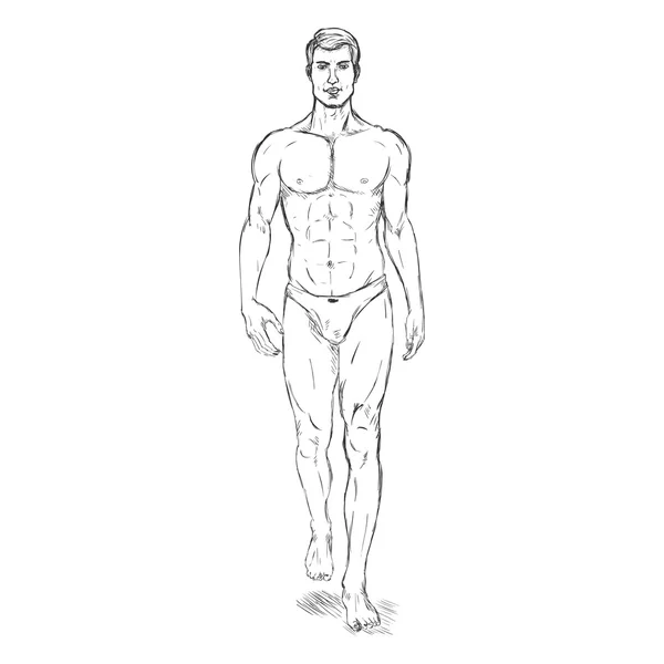 Modelo masculino de moda en ropa interior — Vector de stock