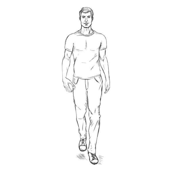 Modèle en pantalon et T-shirt — Image vectorielle