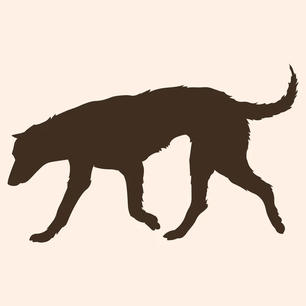 Silueta individual de perro — Vector de stock