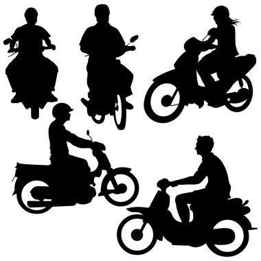 Siluetleri üzerinde motosiklet binici