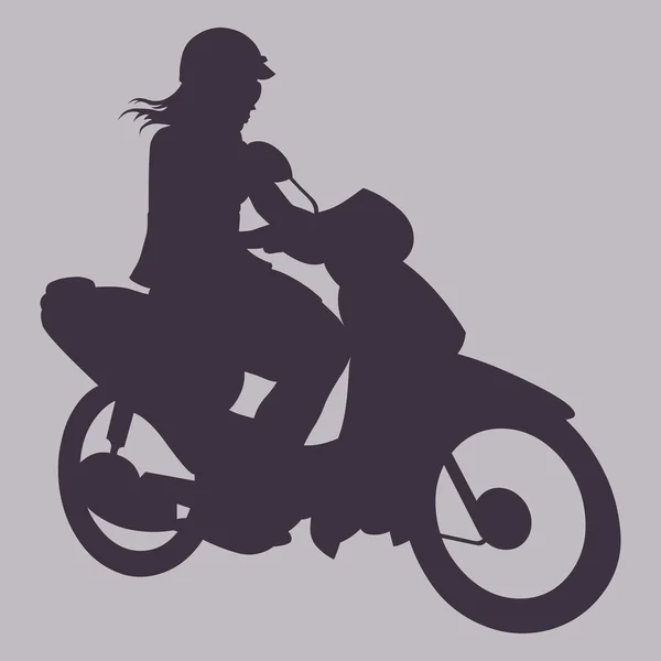 摩托车上的女人的剪影 — 图库矢量图片