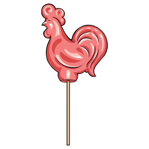 Pembe şeker horoz Lolipop — Stok Vektör