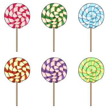 Çizgi film renk girdap lolipop