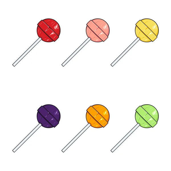 Cartoon Color Round Lolipops — Stock Vector