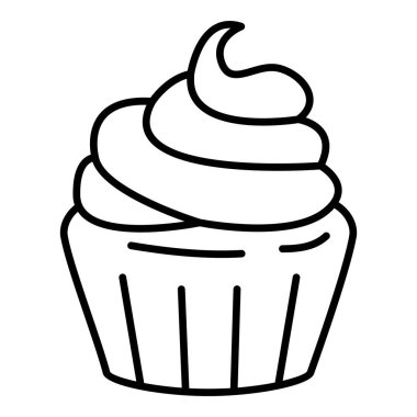 Vektör Tekli Taslak Simgesi - Kremalı Kek