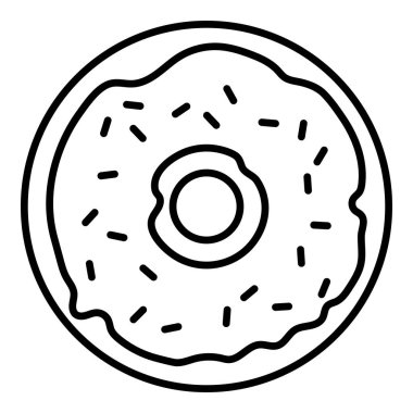 Vektör Tekli Taslak Simgesi - Glaze ile Donut