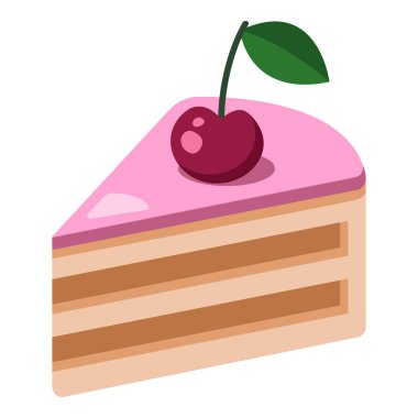Vektör Renk Simgesi - Üzerinde kiraz olan Kek