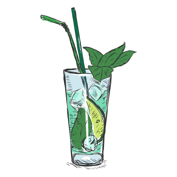 Croquis Cocktail Mojito — Image vectorielle