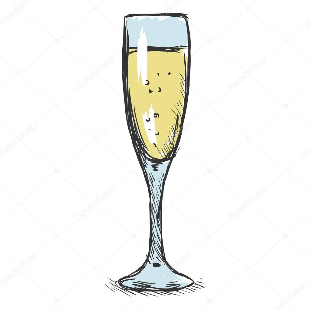 Sketch Glass of Champagne