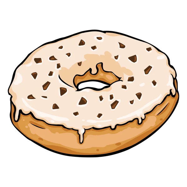 Single Cartoon Doughnut — Stock Vector