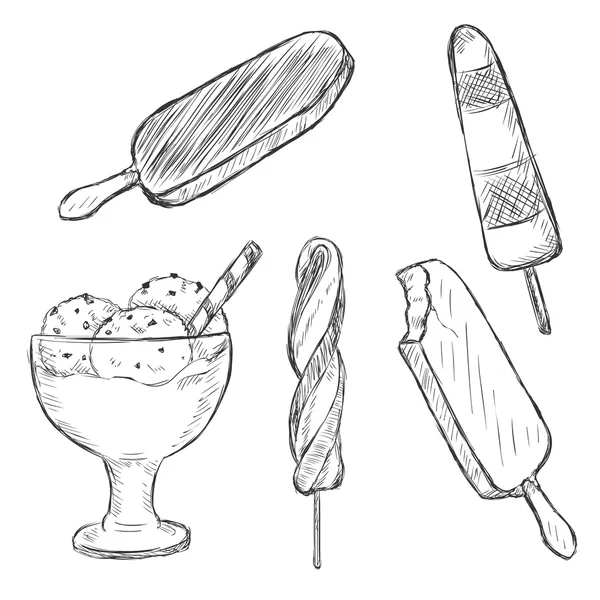 Conjunto de bocetos de helado — Vector de stock