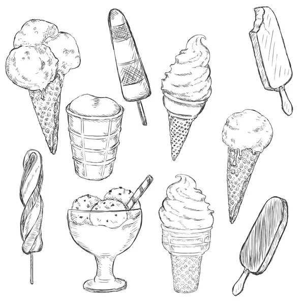 Sketch Set of Ice Cream — Stock Vector