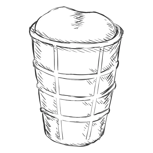 Cono de helado de boceto único — Vector de stock