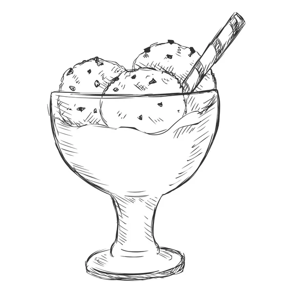 Croquis Crème glacée Sundae — Image vectorielle