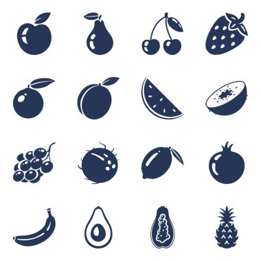 Temel Silüet Meyve Simgelerinin Vektör Kümesi