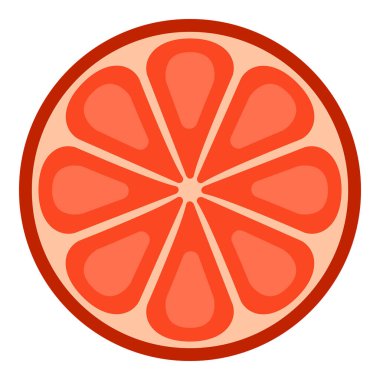 Vektör Rengi Düz Tasarım Simgesi - Greyfurtun Yuvarlak Dilimi