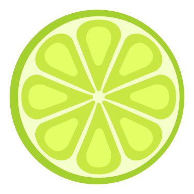 Vektör Rengi Düz Tasarım Simgesi - Lime Meyvesinin Yuvarlak Dilimi