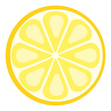 Vektör Rengi Düz Tasarım Simgesi - Limonun Yuvarlak Dilimi