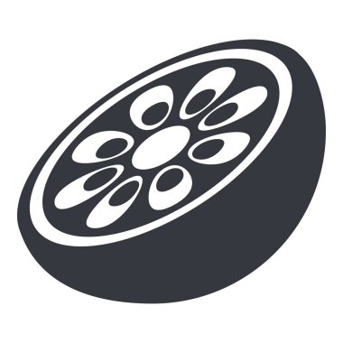 Vektör Siyah Temel Simge - Maracuya Meyvesi