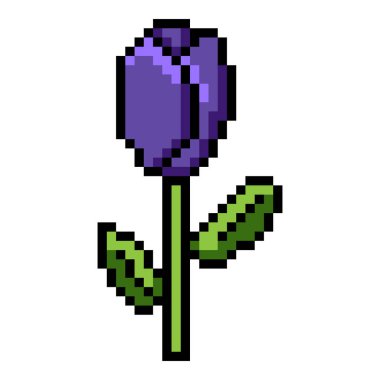 Mor Lale Çiçeğinin Vektör Piksel Sanat Simgesi