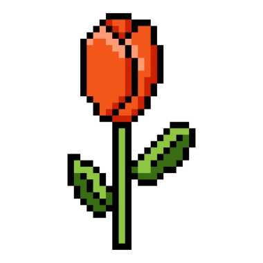 Turuncu Lale Çiçeğinin Vektör Piksel Sanat Simgesi