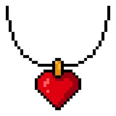 Kırmızı Kalp Kolyesi Vektör Piksel Sanat Simgesi