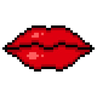 Vector Pixel Art Icon of Female Red Lips