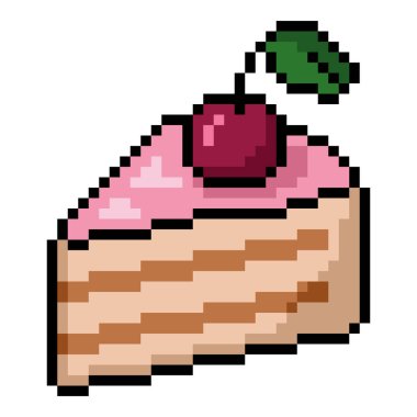 Vektör Piksel Resim Simgesi - Üzerinde kiraz olan Kek