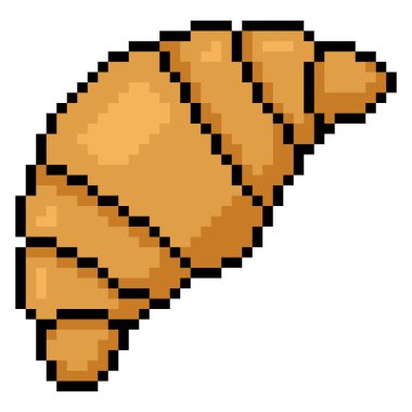 Vector Pixel Sanat Simgesi - Klasik Kruvasan. Geleneksel Fransız Pastası