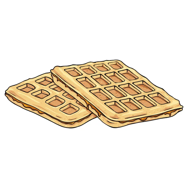 Belgische wafels met karamel. — Stockvector