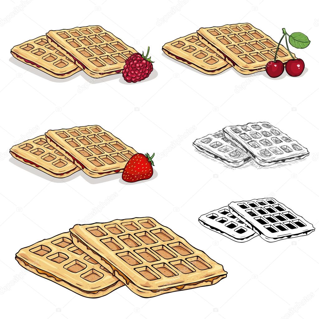 Set Of Vector Viennese Waffles Stock Vector Image By C Nikiteev