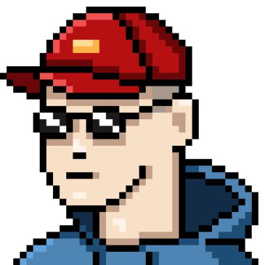 Siyah Gözlüklü Adam, Beyzbol Şapkası ve Kapüşonlu Adam 'ın Vektör Pikseli