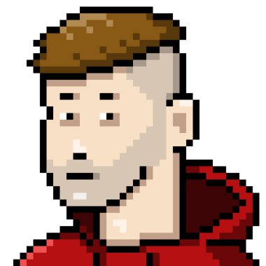 Vektör Pikseli Kırmızı Kapüşonlu Adam Kullanıcı Sanatı