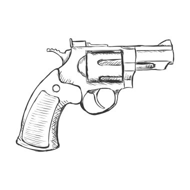 Sketch Revolver Pistol clipart