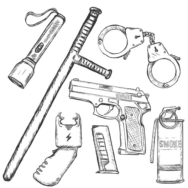 Set of Police Weapon and Equipment