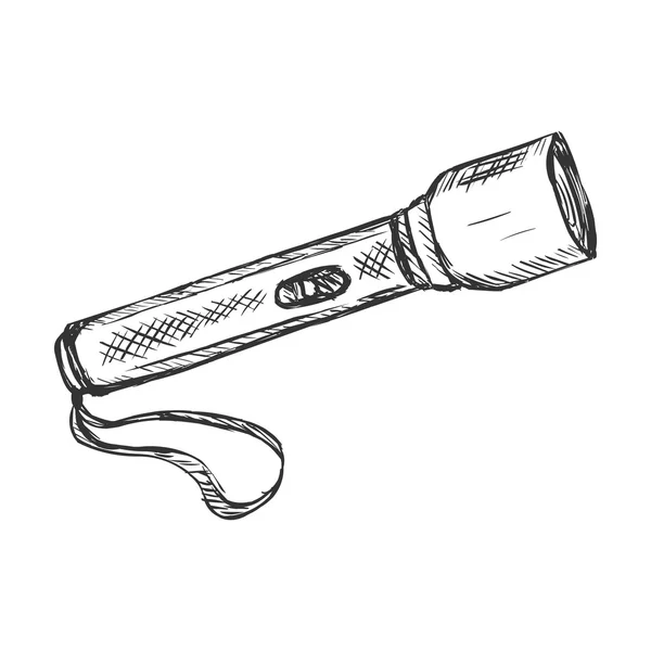 Skizze einzelne Taschenlampe — Stockvektor