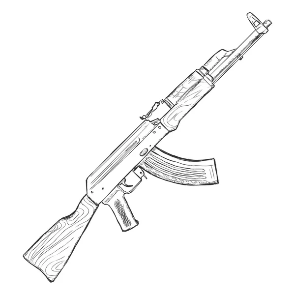 Esboço AK-47 Machinegun — Vetor de Stock
