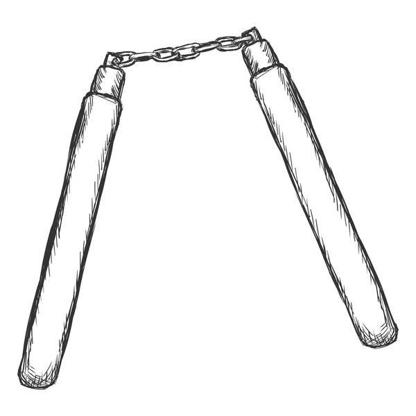 Schets enkele Nunchaku — Stockvector