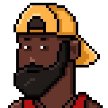 Sarı Snapback ve Kırmızı Tank Tişörtlü Sakallı Adam 'ın Vektör Pikseli