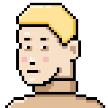 Sarı saçlı ve allık yanaklı genç adamın vektör pikseli portresi