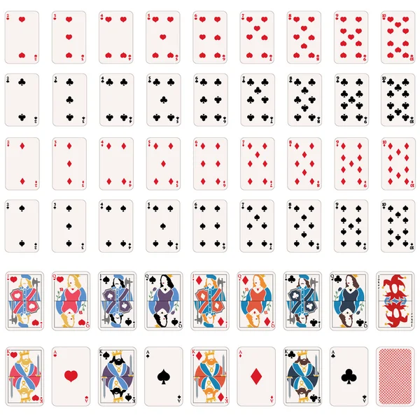 Conjunto completo de cartas de jogo — Vetor de Stock