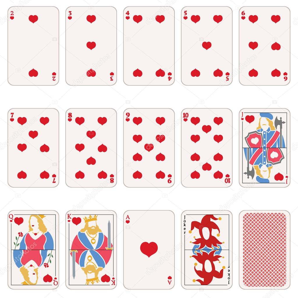 Set of Heart Suit Playing Cards