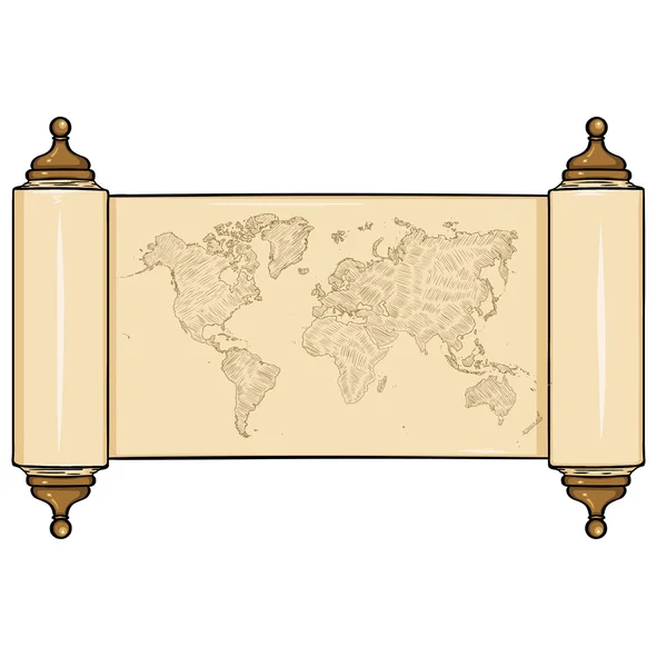Карта мира, нарисованная вручную — стоковый вектор